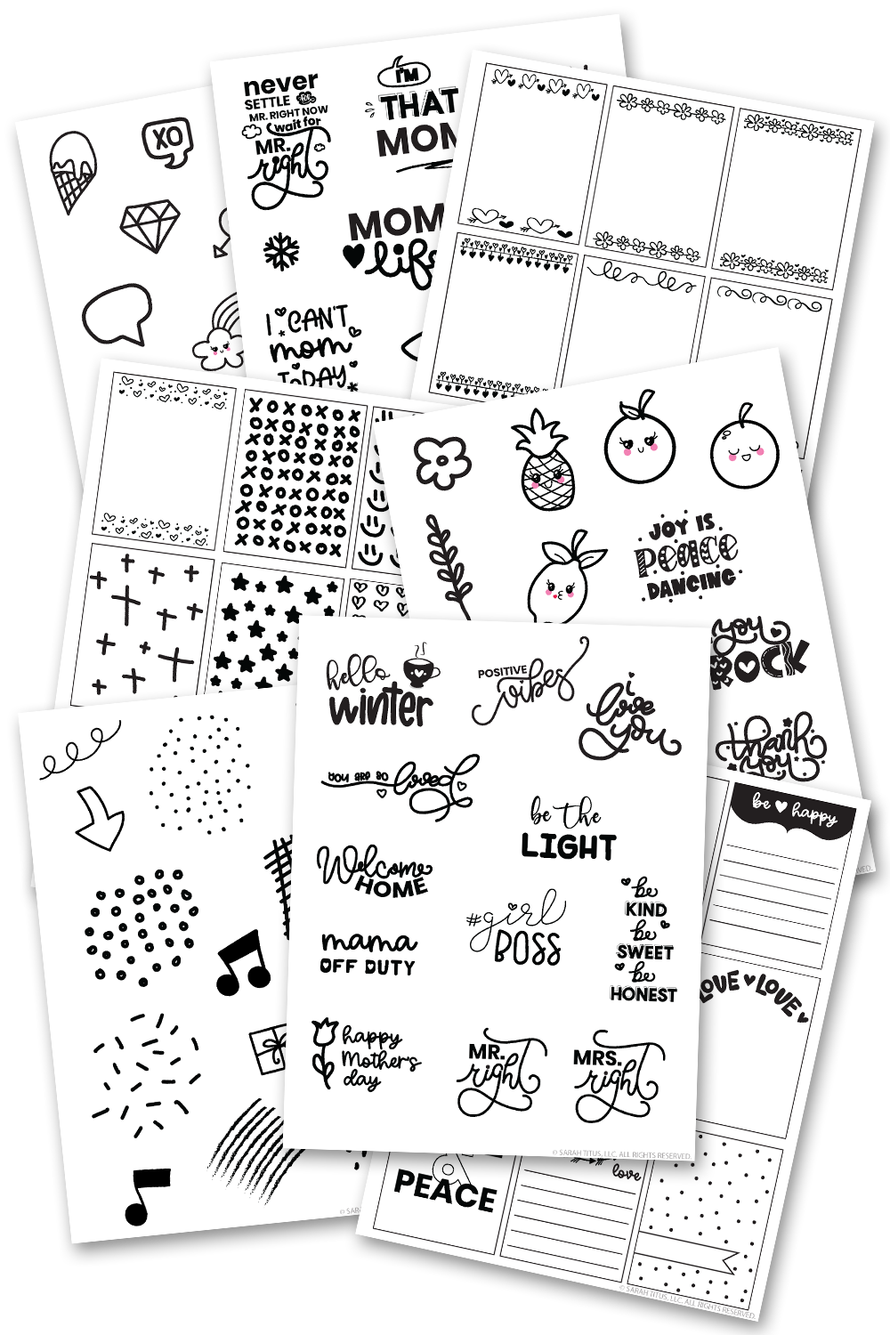 150+ Free Black and White Planner Stickers (SVG/PNG) - Sarah Titus