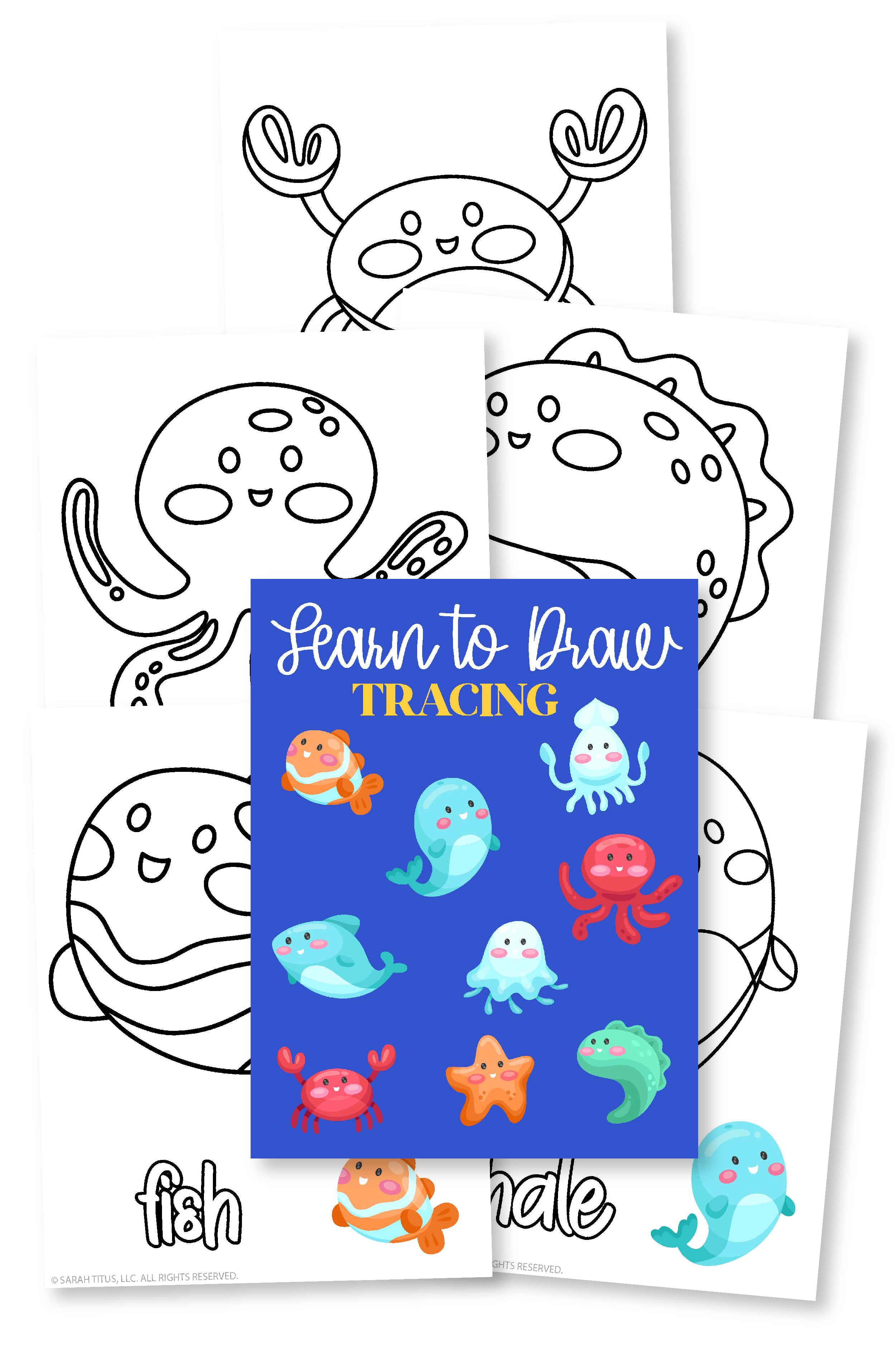 Learn to Draw Tracing Sea Animals {10 Pages} Sarah Titus