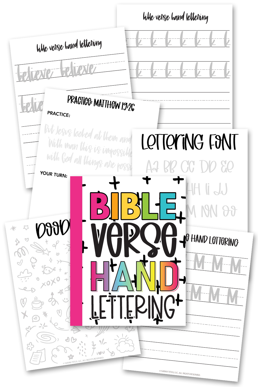 Creative Lettering Workbook combining Doodles, Letters and Mixing
