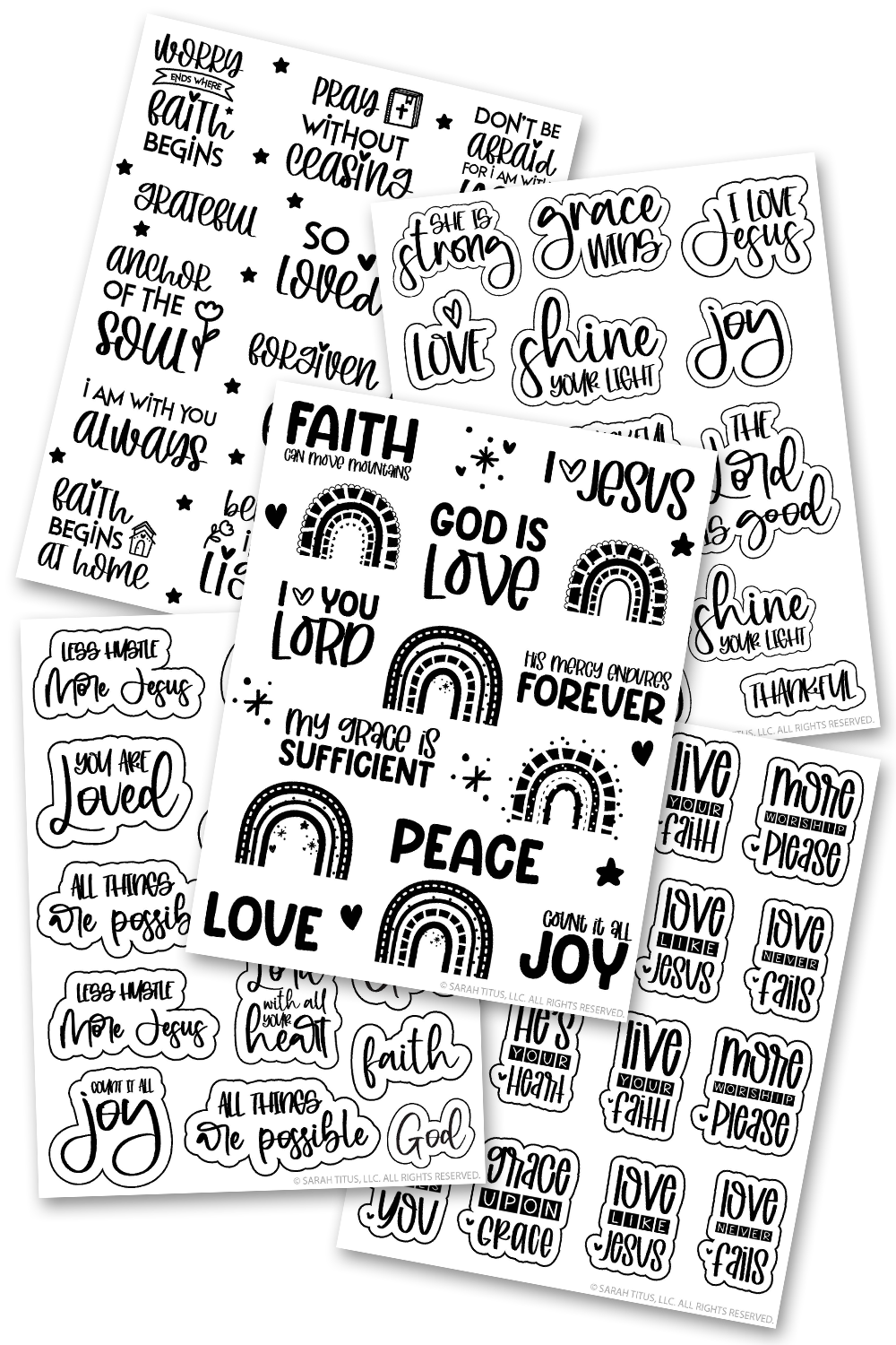Peace-Filled Faith Sticker Sheets, Christian Planner Stickers