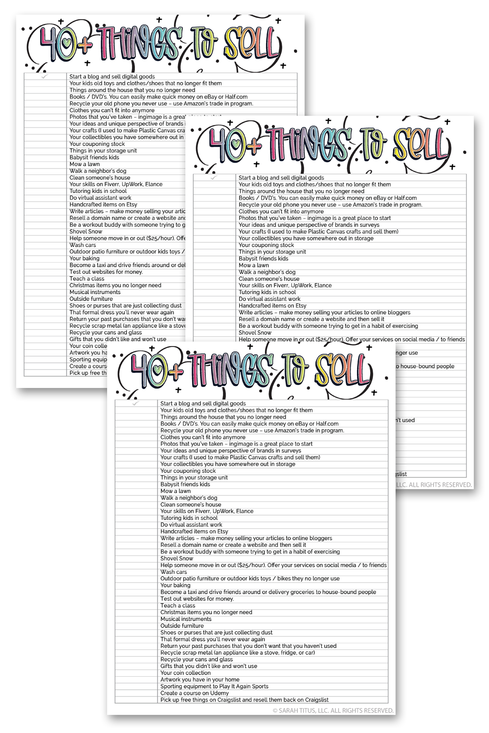 40+ Things to Sell List Printable