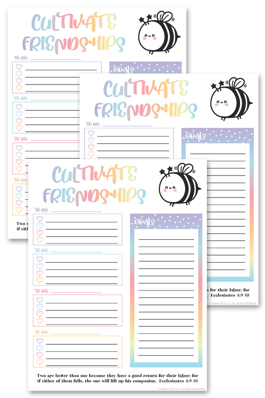 Cultivate Friendships Sheet