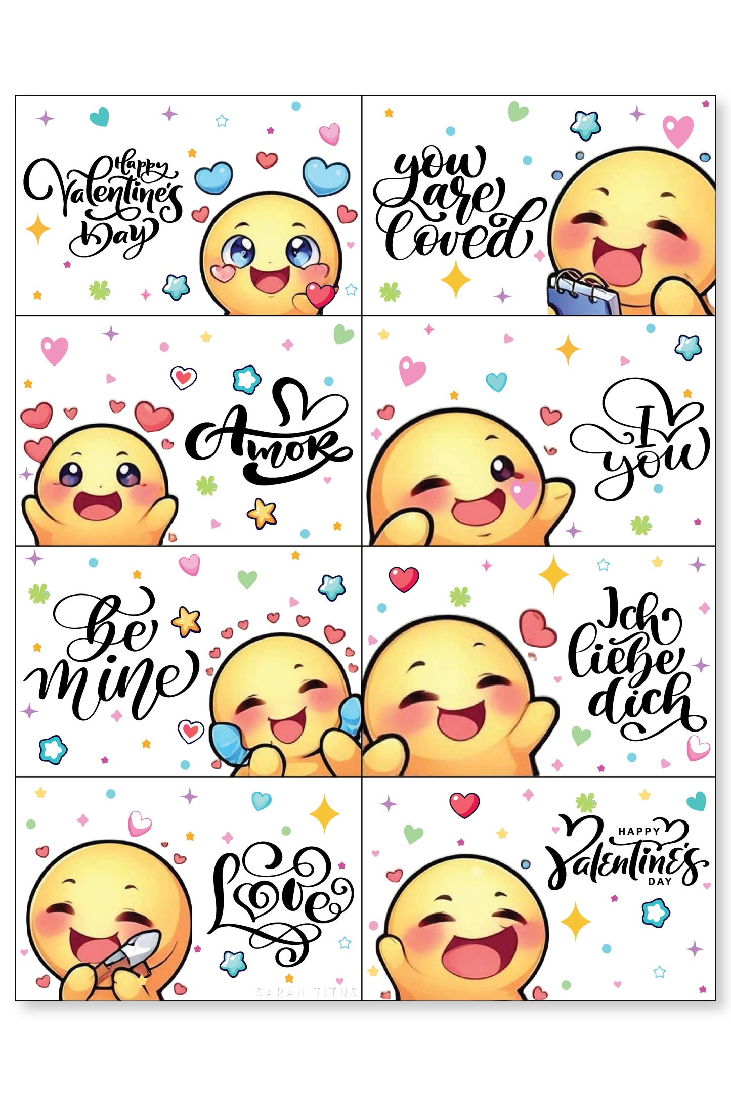 Cute Emoji Valentine's Day Cards