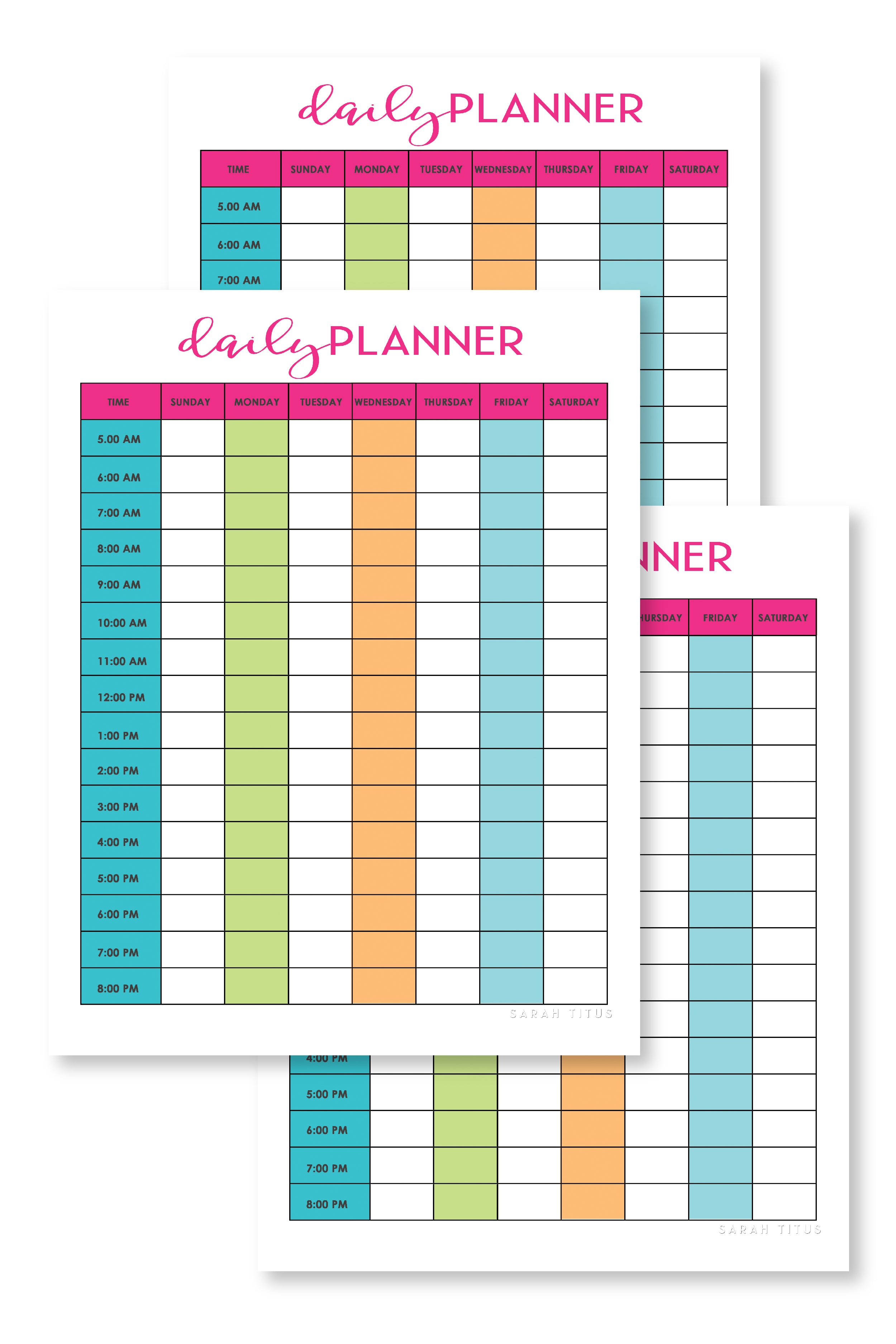 Daily Planner Printable – Sarah Titus