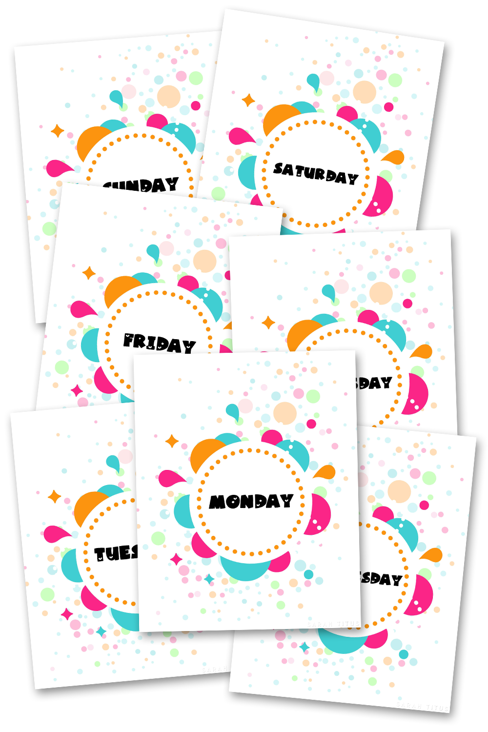 Days of the Week Binder Covers
