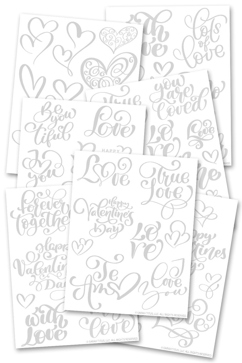 Valentine's Day Hand Lettering Worksheets