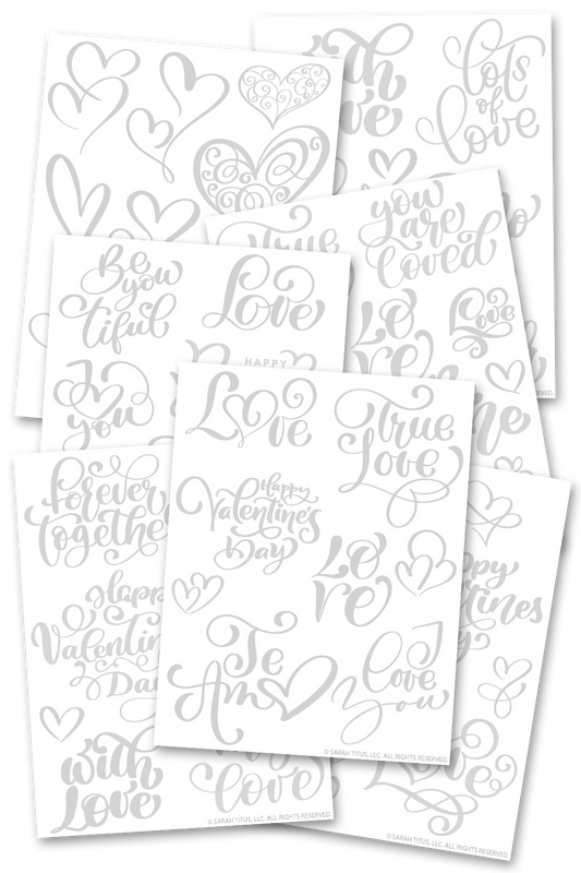 Valentine's Day Hand Lettering Worksheets