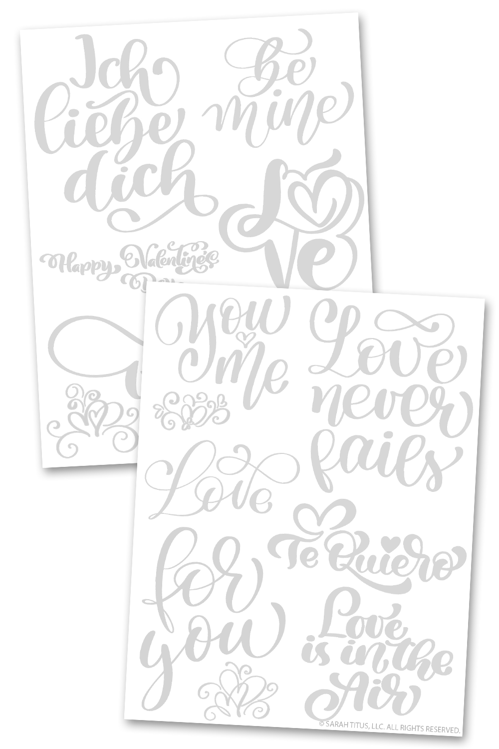 Valentine's Day Hand Lettering Pages